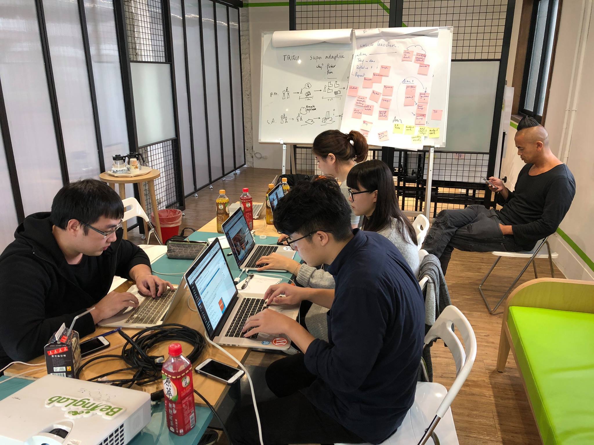 [Workshop] 公司開發團練 - Super Adaptive
因緣際會在 12/14 週四下午公司同事們齊聚在空總場地團練開發。

說也好玩，其實本應該是由教練 Trieu 與他國外的客戶和我們搭配來進行一場敏捷開發的專案，結果似乎國外客戶的案子沒談成，就變成我們自己來體驗一下這個號稱六倍速開發的「Super Adaptive」流程。

過程強調盡可能縮短眼下目標並且專注實作，讓每一個「round」都有確實產出，不淪為紙上談兵！

> Think short & Do fast!

我們拿年久失修的官網來做改版專案挑戰，行前毫無準備，整個流程因純粹是體驗，所以縮短為下午一點至五點。

角色有：教練、設計x2、前端x2、後端

教練把每一個回合定為一小時（含說明、小討論），真正實作的時間約四十分鐘。對於整個流程就不細說了，關鍵是每個人都能在那樣戰鬥的情境下發揮決策與實作能力，滿不簡單的，光是第一回合就有初步產出（網站雛形）已經讓教練頗驚訝了ＸＤ

整個流程體驗下來的確是很適合公司內部以自己產品為導向的快速開發，也更是能不浪費時間先求有再求好，依序前進，真是有意思的玩法。

先不說有什麼心得，光是把平時遠端協作的大家給拉近坐下來不聊天純工作就是很稀奇了，哈哈～

好奇被教練帶過的 ASUS 開發團隊是不是也持續用這套努力！？

#Knockers #Workshop #公司 #教練 #SuperAdaptive #新聞資訊 #Trieu