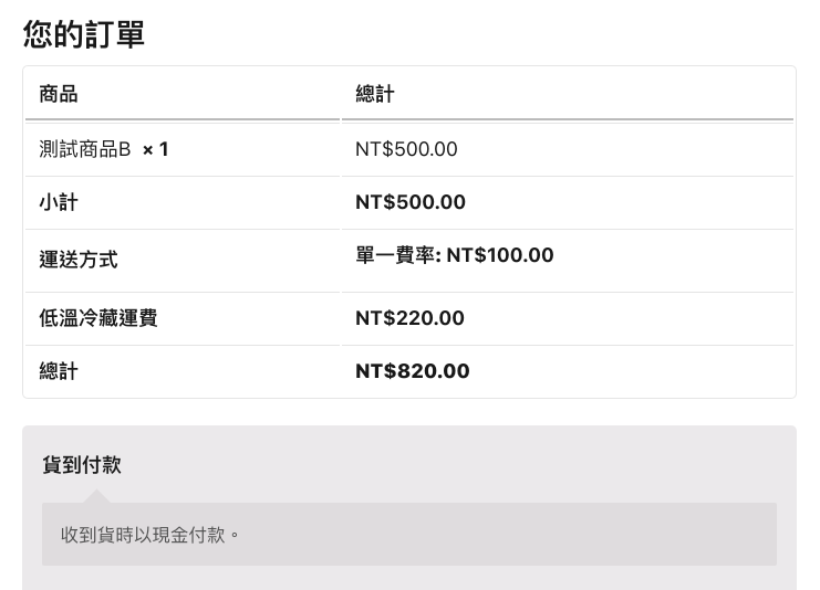 低溫冷藏商品運費計算