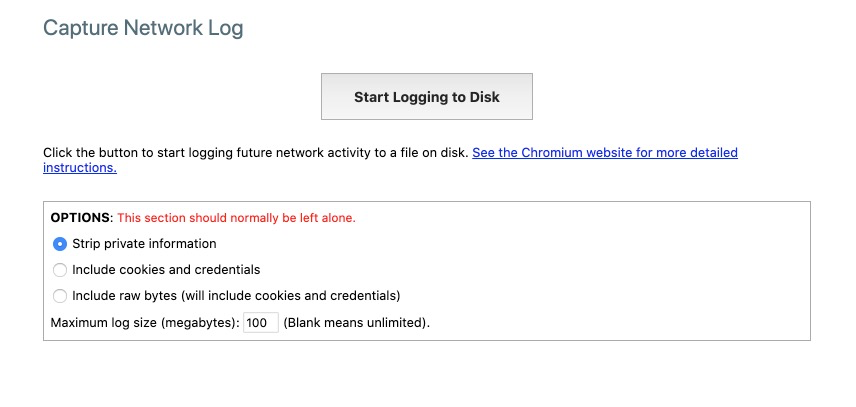 Chrome Network log