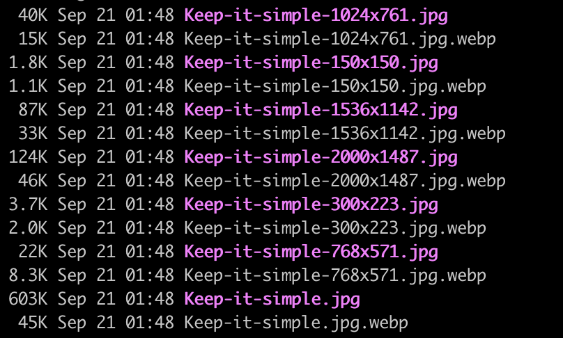WebP 圖片格式壓縮對比列表